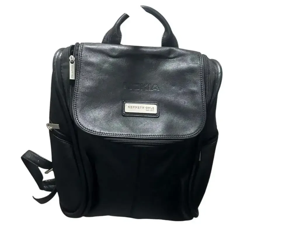 Kenneth Cole New York Black Leather Business Backpack with Nokia Branding